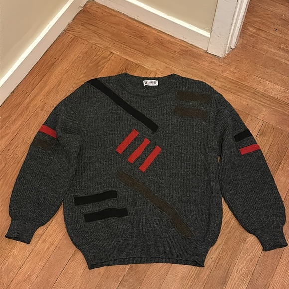 Vintage Other - Vintage Italian alpaca wool crewneck abstract chunky grandpa pullover sweater